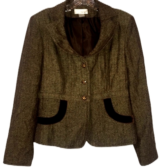 Spiegel Suit Tweed Jacket Brown Vintage Herringbone Size 4 - Picture 3 of 15